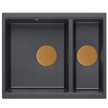 Chiuvetă din granit Logan 150 Quadron, negru metalic, ventil rose